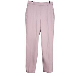 H&M Straight Leg Ankle Pants Trousers Flat Front Beige Elastic Waist 8